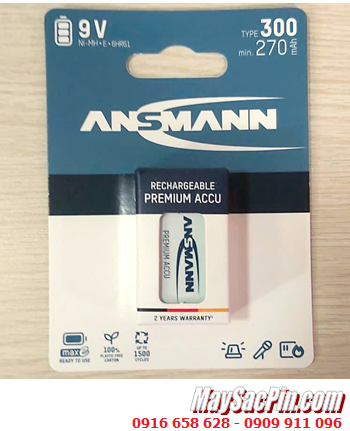 Ansman 9V-Type 300mAh /Min 270mAh 8.4V NiMh E-Block 6HR61, 6HR22 MẪU MỚI (Loại vỉ 1viên)